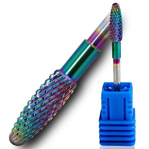 FANTEXY Carbide Nail Drill Bit, Trich Cylinder Top Tungsten Drill Bits for Remove Acrylic Hard Gels Quickly and Safely, 3/32'' Nail Bits for Nail Drill Efile, Manicure Pedicure Tools (Medium - M)