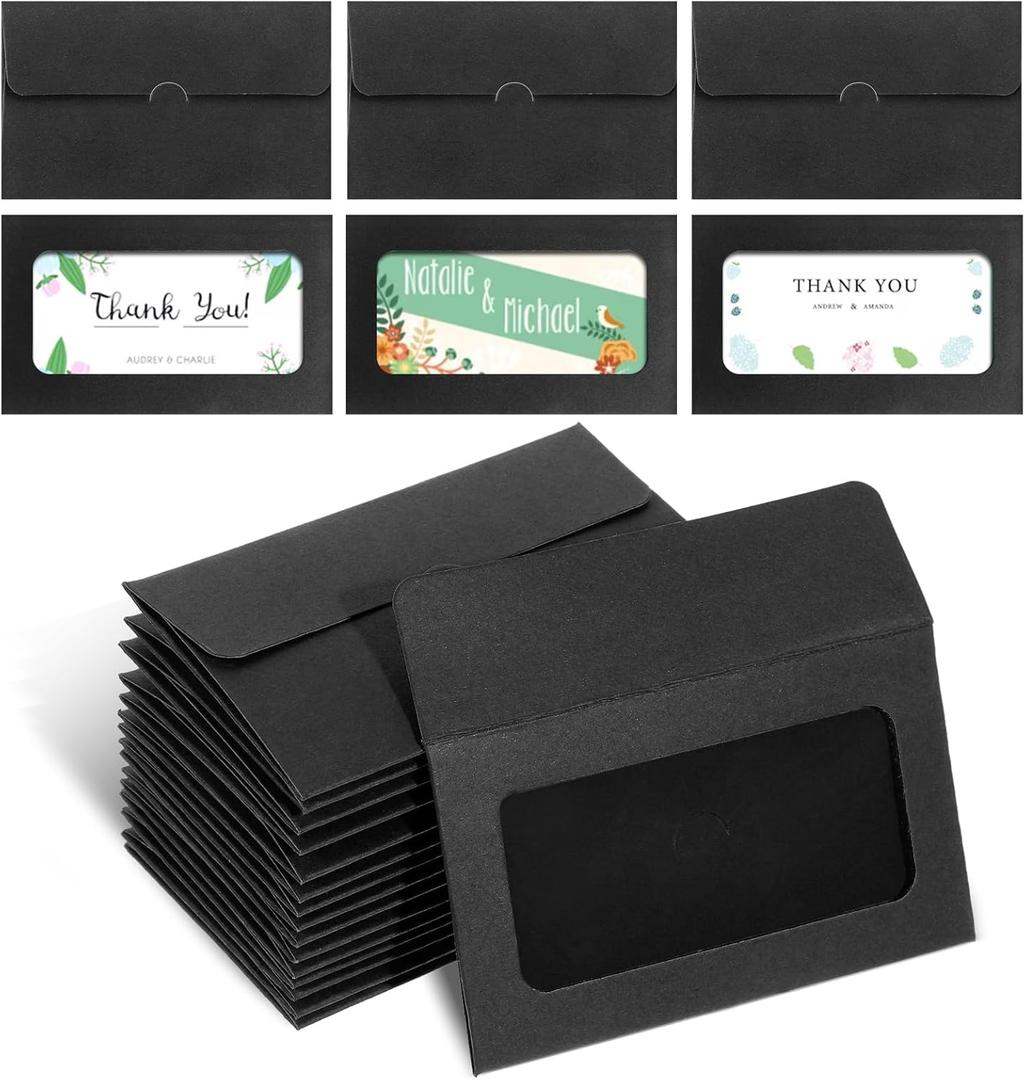 150 Packs Window Card Envelopes Card Sleeves Credit Card Size Envelopes Business Invitation Card Envelopes Without Card for Thanksgiving Christmas(3.9 x 2.4 Inch)