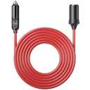 Energeaster 15 FT 6 A Cigarette Lighter Extension Cord with Fuse & LED Power Indicator, Male-to-Female Extension Cord Cable 12V/24V Car Charger with Cigarette Lighter Socket, Red