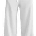 HeSaYep Men's Fleece Baggy Sweatpants Wide Leg Lounge Sweat Pants with Pockets (Large, White)