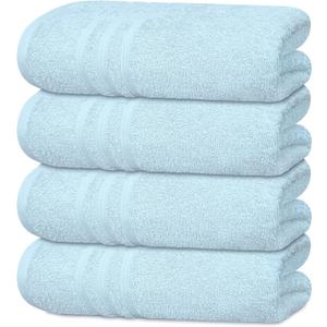 Tens Towels Pack of 4 Soft Bath Towels, 100% Cotton, 27 x 54 Inches, Lightweight & Quick-Dry, Ideal for Daily Bathroom Use, Practical & Comfortable, Sky Blue