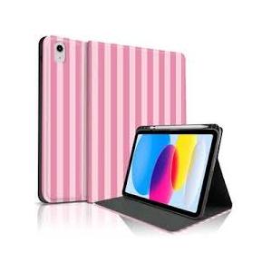 TopPerfekt Case for iPad 11th (A16) 11inch 2025 / 10th Generation 10.9inch 2022, Striped Cute Girly Collegiate Style Case with Pencil Holder for Kids, Boys, Girls, AntiSlip, AntiShock  Pink