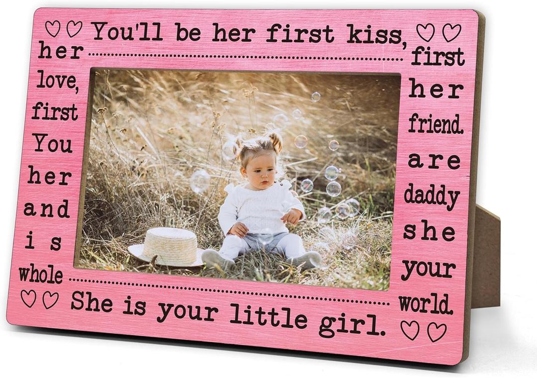 Dads Picture Frames, Daddy And Little Girl Pink Photo Frame Gifts For Fathers Day Birthday Christmas, Dads And Daughter Frames For Father Daddy New Dad, Family Frame Gifts For First Time Dad -01