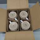 Sweese Stackable Coffee Mugs Set of 4, 10 oz Porcelain Coffee Cups with Embossed Design, White Cappuccino Cups for Coffee, Latte