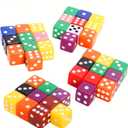 100PCS 16mm(0.63 inch) Game Dice Set 10 Vibrant Colors, Square Cornered D6 Dice with Velvet Storage Bag Ideal for Board Games, Teaching, Party, and Classroom Use