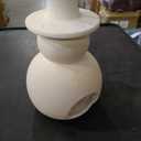 Handmade Terracotta Snowman Figurine, White Clay Winter Christmas Decor, Unique Holiday Rustic Decors, Charming Terra Cotta Snowmans for Home Table Room Farmhouse Indoor Outdoor(Large)