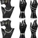 Kigley 3 Pcs Jewelry Mannequin Display Set Including Boutique Bust Holder Mannequin Earring Stand Hand Display Bracelet Ring Stand for Selling Show(Black)