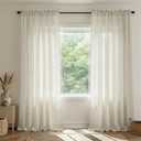 Natural Linen Curtains Effortless Rod Pocket, Cream Colored Rustic Country Farmhouse Curtains for Living Room, Semi Sheer Light Filtering Privacy Cotton Neutral Curtains for Bedroom, 84 Inch Long, 52"W x 84"L
