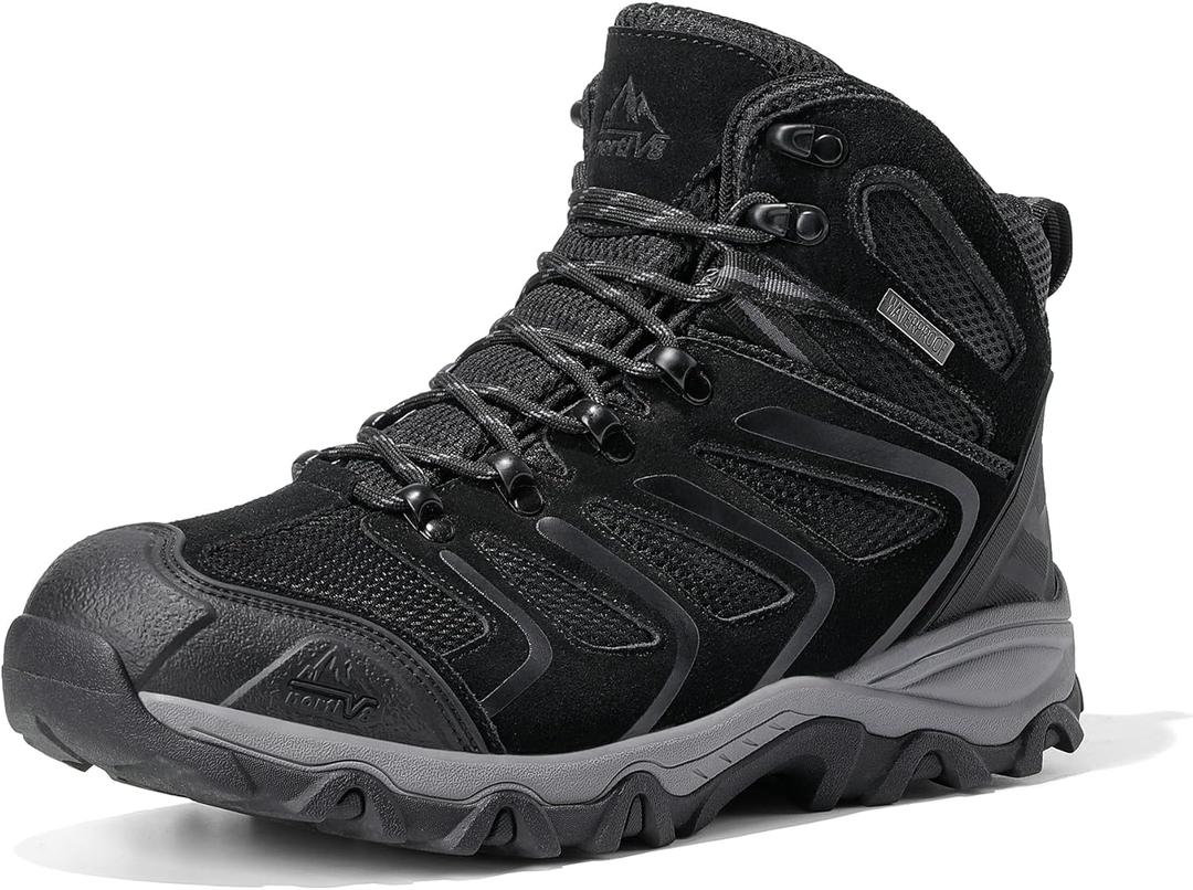 NORTIV 8 Men's Ankle High Waterproof Hiking Boots Outdoor Lightweight Shoes Trekking Trails Armadillo (Black)