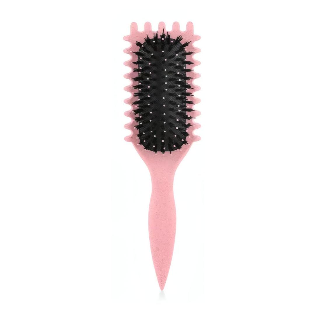 Curl Defining Brush with Capturing Sides - Creates Defined Curls & Tames Frizz, with a Precision Tip for Sectioning - Styling Brush for Wavy to Curly Hair on Wet or Dry Use (Pink)