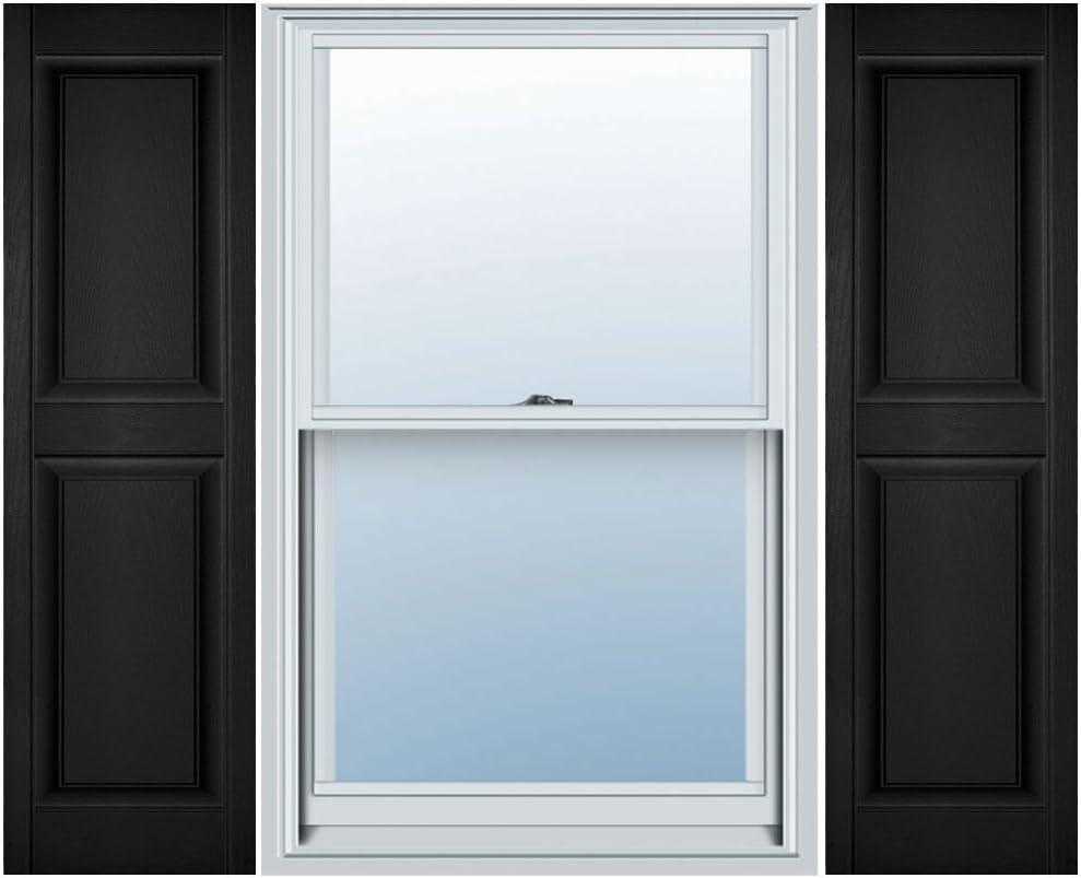 Ekena Millwork Lifetime Vinyl LP2S14X03100BL Standard Two Equal Panel Vinyls, Raised Panel Vinyl Shutters, w/Installation Shutter-Lok's & Matching Screws (Per Pair), 14.75"W x 31"H, Black (002 - Black)