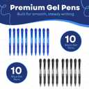 2 x Gel Pens 20 Pack (10 Black + 10 Blue), 0.7mm Medium Point Smooth Writing Black & Blue Ink Pens, Quick-Drying No-Smudge Pens for Office, School, Journaling & Note-Taking