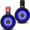 Pyle 8" Marine Wakeboard Waterproof Speaker - Single 2-Way Mini Box Speaker System with Built-in LED Lights, 8 Woofer, ABS Construction, Waterproof, Boats and Outdoor Use, Mounting Bracket Included (Black)