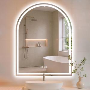 Arched LED Bathroom Mirror with Lights, 36x28 Vanity Mirror