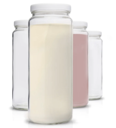 Sip, Sip Hooray Wide Mouth Original Series Glass Bottle with White Lids, 32 oz, 4 pck.