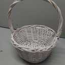 White Easter Basket, Woven Wood, 12" Wide, Great For Easter Decor and Baskets