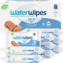 WaterWipes Plastic-Free Original-baby Wipes, 99.9% Water Based Wipes, Unscented & Hypoallergenic for Sensitive Skin, 60 Count (Pack of 9) Total 540 wipes, Packaging May Vary