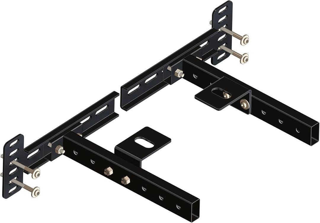 Headboard Brackets for Metal Bed Frame, Adjustable Universal Brackets for Headboard with Footboard Extension Fit Twin Full Queen King 2 Pack Matte Black (12.5''x11.5'')