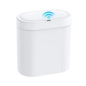 Jinligogo 5 Gallon Bathroom Trash Can with Lid, Automatic Motion Sensor White Trash Can, Touchless Slim Waterproof Garbage Bin for Kitchen, Bedroom, Office, and Bathroom