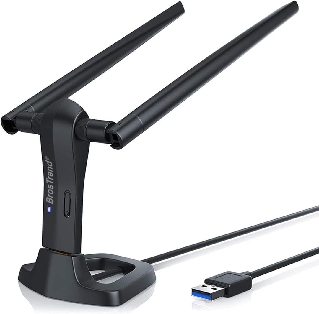 BrosTrend Linux WiFi Adapter for Ubuntu, Mint, Debian, Lubuntu, Xubuntu, Mate, Zorin, PureOS, Raspberry Pi 2+, Windows 11, etc. 1200Mbps, 5GHz + 2.4GHz, Long Range 2X5dBi Antennas, USB3.0