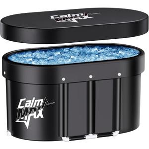 CalmMax Oval Ice Bath Tub with Cover for Athletes XL Portable Cold Plunge Tub - 130 Gal Capacity for Cold Water Therapy Ice Baths at Home Outdoor Gym 41IN