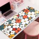 Boho Abstract Floral Desk Mat with Stitched Edges, Extended Gaming Mouse Pad with Non-Slip Waterproof Base for Office & Home Desk (27.5X11.8 in) (Blho Abstact Flower)