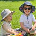 Kids Toddler Sun Hat Summer Sun Hat UV Protection Adjustable Kids Beach Hat with Breathable Mesh for Boys Girls (6-24 Months, Grey+dinosaur)