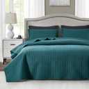 Maple&Stone Quilt Set King Size, Lightweight Teal Bedspread Ultrasonic Chevron Pattern Light Coverlet for All Season Comforter Bedding Decor - 3 Piece King Bed Cover Sets (King (106'' x 96''))