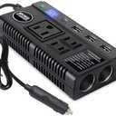 Car Power Inverter 120W DC 12V 24V to AC 110V Car Charger Adapter with 3 AC Outlets Dual Cigarette Lighter 4 USB Ports Charger Quick Charging 3.0 for Phones Tablets Laptops Kindle (Black) : Automotive