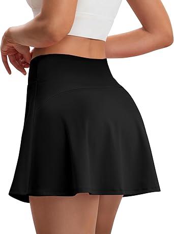 kDLOODA Skorts for Woman, Tennis Skirt with Pockets Shorts Golf Skort High Waisted Athletic Skirts Workout Pickleball, M, Black