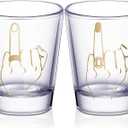 Bride and Groom Glasses 2 Pieces Ring Finger Wedding Funny Bride Wine Glass 2 oz Mr and Mrs Engagement Gifts Stemless for Newlyweds Couples(Classic,1.93 Inch) (Gold)