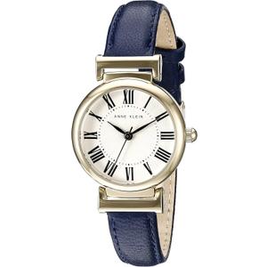 Anne Klein Women's Leather Strap Watch (Navy Blue/Gold)