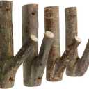 4Pcs Real Wood Tree Branch Wall Hook, Farmhouse Rustic Decorative Wooden with Bark Trunk Thickness 2cm-3cm with Screw