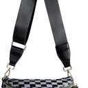 Spacious Checkered Nylon Crossbody Bag Bum Bag Checkered Handbags Wallets for Women (Black Grey Checkered)