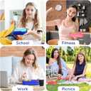 Kids Bento Lunch Box Leakproof Lunch Box with 4 Compartments Lunch Containers with Tableware Kids Bento School Lunch Boxes with Container 44oz, Microwave Dishwasher Freezer Safe (Blue)