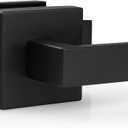 Estmoon 1 Pack Passage Door Handle Matte Black Door Lever, Interior Door Knob Square Heavy Duty Non-Locking Handlesets Hall Closet Handle, Reversible for Right & Left Sided Doors