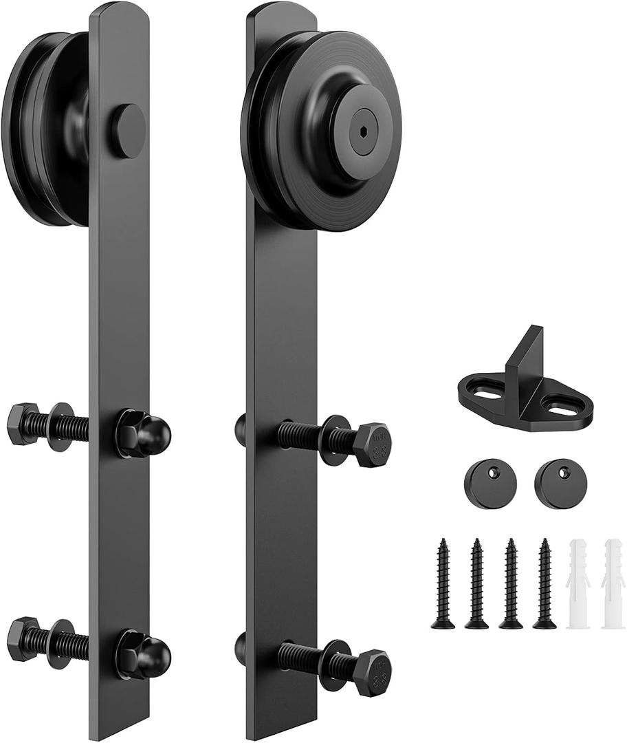 Sliding Barn Door Hardware Rollers, Silencer Design, Fit 1 3/8-1 3/4" Thickness Door Panel, Black-Pack of 2 Sliding Barn Door Hardware Rollers, Silencer Design, Fit 1 3/8-1 3/4" Thickness Door Panel, Black-Pack of 2