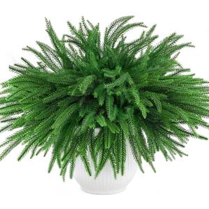 MEMOVAN Christmas Norfolk Pine Branches 18inch Artificial Green Pine Stem Real Touch Faux Cedar Pine Stem Lifelike Greenery Pines Picks Sprays for Vases DIY Flower Xmas Wreath Garland Craft Home Decor