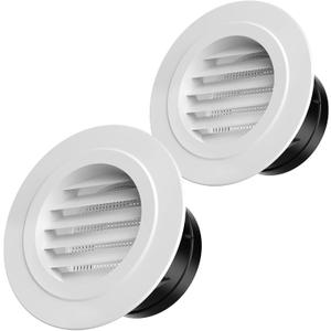Soffit Vents 4 Inch, Hon&Guan Soffit Exhaust Vent Exterior Round Vent Cover with Built-in a Fly Screen for Bathroom Office Home-2PCS