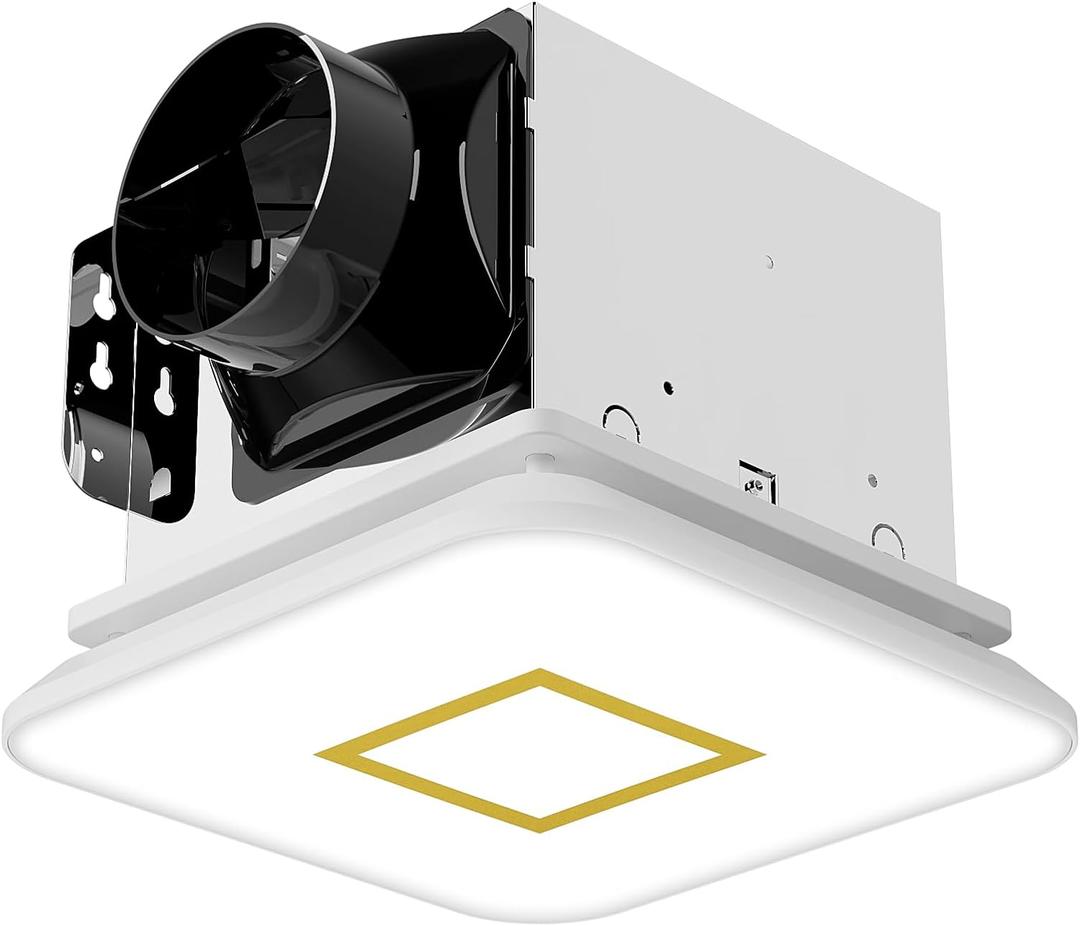 Bathroom Fan with Light,110CFM 1.0 Sones 1200lm LED Light 3000K/4000K/5000K Selectable,120V 43W Quiet Bathroom Ventilation Exhaust Fan for Shower/Restroom/Office/Home(gold)