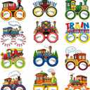 24 PCS Train Party Paper Eyeglasses, Train Party Favors Decorations Supplies, Train Birthday Party Decorations Gifts Photo Booth Props for Kids Boys Girls