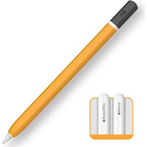TRONWIN Apple Pencil Pro case,Classic Pencil Design Cover,Silicone Apple Pencil 2nd Generation case,Perfect Grip Apple Pencil Pro Sleeve (Yellow)