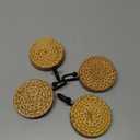 4 Pcs Boho Rattan Wall Towel Hooks Decorative Woven Hanging Holder Farmhouse Coat Rack Hooks Wood Coat Rack Wall Mount Vintage Decorative Hook for Hanging Coats (Round)