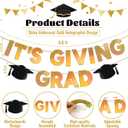 2 x Graduation Decorations Banner, No DIY Shiny Iridescent Gold It's Giving Grad Banner Graduation Cap Congrats Grad for College High School Ceremony Congratulation Graduations Party Decor Photo Backdrop