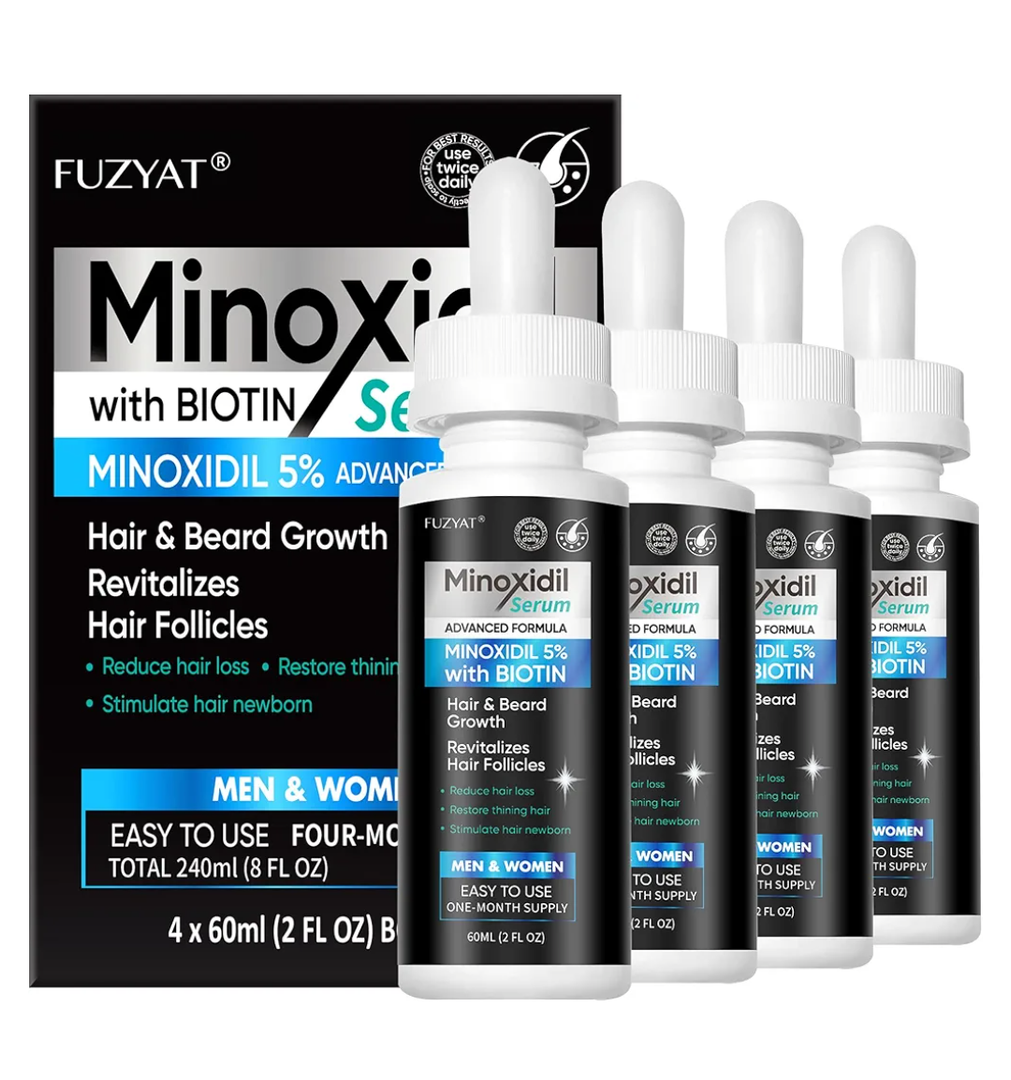 5% Minoxidil for Men, Minoxidil for Women Hair Growth Treatment, Beard Growth Serum, Biotin & Castor Oil Enriched,Strengthens Weak Roots, Repairs Thinning Hair (240ml