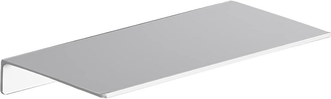 Danpoo Adhesive Floating Shelf for Wall Storage, Metal Wall Shelf for Bedroom/Living Room/Kitchen/Bathroom, Display Shelf for Collectibles(Silver, 12")