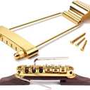 6 String Guitar Trapeze Tailpiece Bridge and Roller Tune-O-Matic Saddle Bridge for Jazz Archtop Guitar Replacement (GolD)