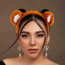 FRCOLOR 2Pcs Tiger Headbands Plush Animals Ears Face Wash Facial Hair Band Funny Ears Hair Hoop Cute Zoo Animals Party Costume for Birthday Party Cosplay Photo Prop