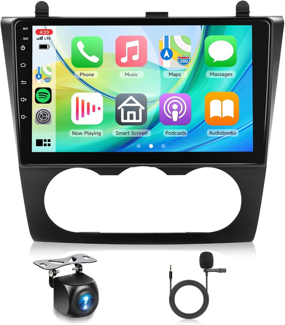2+64G Android Car Stereo for Nissan Altima Teana 2008-2012 with Wireless Carplay Android Auto Car Radio, 9 Touchscreen Head Unit with Bluetooth GPS WiFi Mirror Link FM/RDS EQ Backup Camera SWC