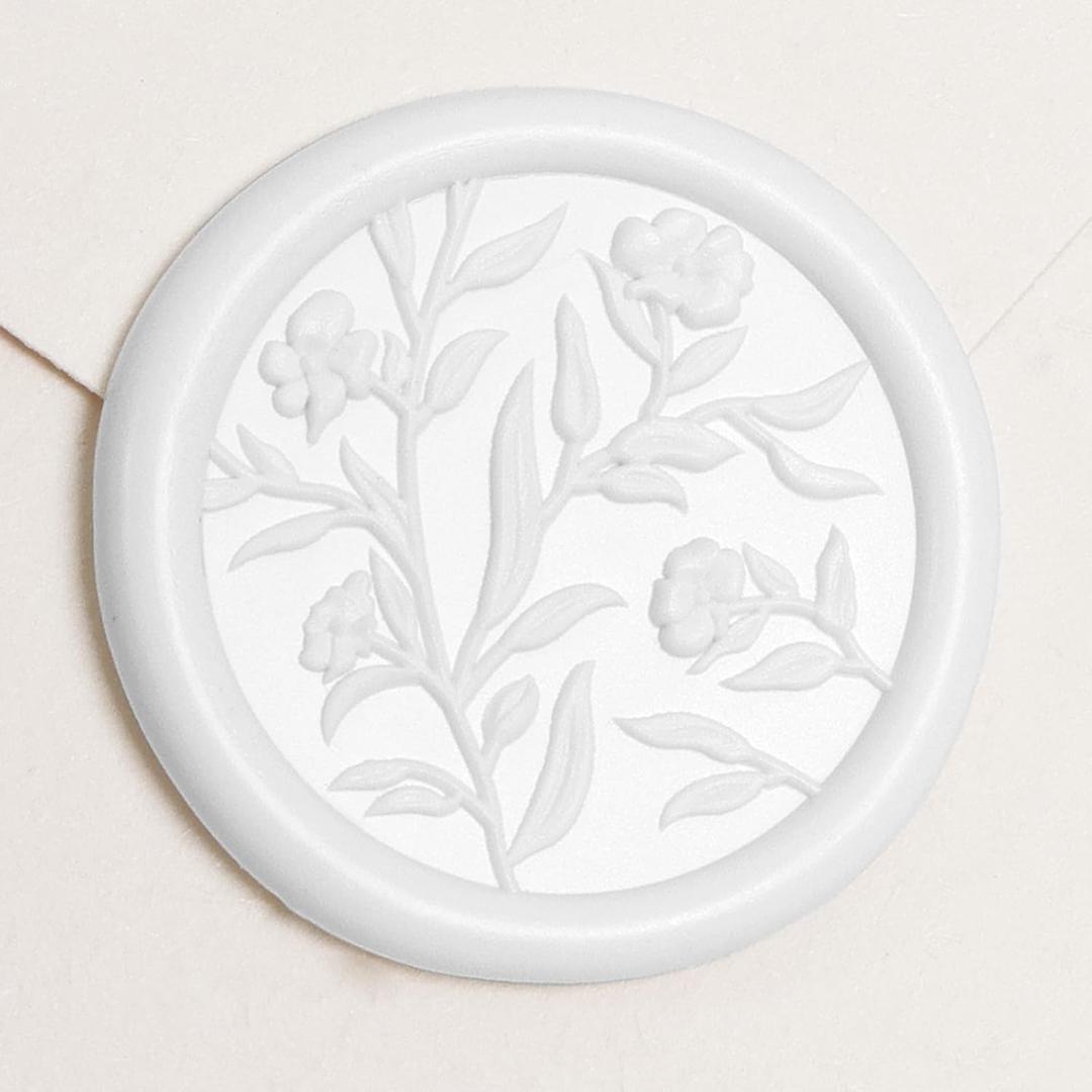 UNIQOOO Wax Seal Stickers - 3D Flower Wedding Invitation Envelope Seal Stickers, 50 Pcs Self- Adhesive Snow White Stickers, Perfect for Invitation, Christmas, Gift Wrapping